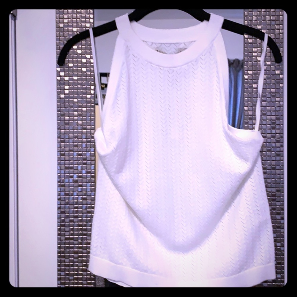 Alice + Olivia White Sleeveless Knit Halter Top